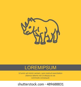 Web line icon. Rhinoceros; wild animals