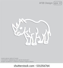 Web line icon. Rhinoceros; wild animals