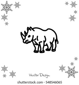 Web line icon. Rhinoceros; wild animals