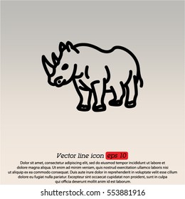 Web line icon. Rhinoceros; wild animals