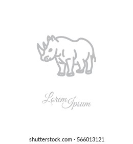 Web line icon. Rhinoceros; wild animals