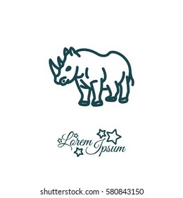 Web line icon. Rhinoceros; wild animals