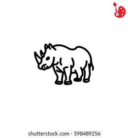 Web line icon. Rhinoceros; wild animals