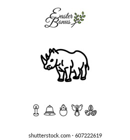 Web line icon. Rhinoceros; wild animals