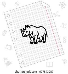 Web line icon. Rhinoceros; wild animals