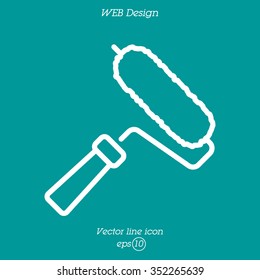 Web line icon. Roller for painting, paint roller