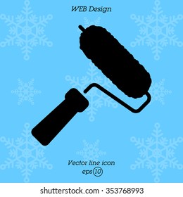 Web line icon. Roller for painting, paint roller
