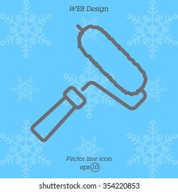 Web line icon. Roller for painting, paint roller