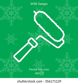 Web line icon. Roller for painting, paint roller