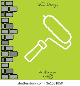 Web line icon. Roller for painting, paint roller