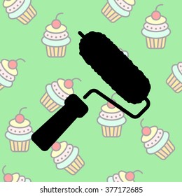 Web line icon. Roller for painting, paint roller