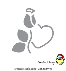 Web line icon. Rose and heart. Valentine's Day.