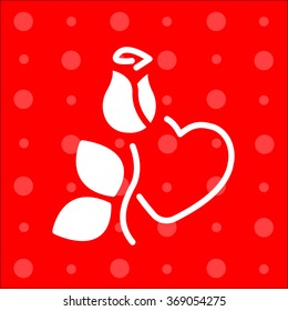 Web line icon. Rose and heart. Valentine's Day.