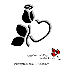 Web line icon. Rose and heart. Valentine's Day.