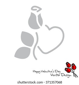 Web line icon. Rose and heart. Valentine's Day.