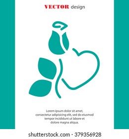 Web line icon. Rose and heart. Valentine's Day.