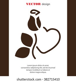 Web line icon. Rose and heart. Valentine's Day.