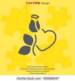 Web line icon. Rose and heart. Valentine's Day.