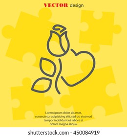 Web line icon. Rose and heart. Valentine's Day.