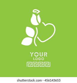 Web line icon. Rose and heart. Valentine's Day.