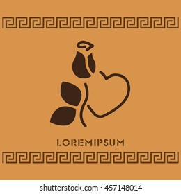 Web line icon. Rose and heart. Valentine's Day.