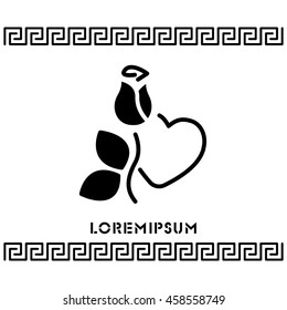 Web line icon. Rose and heart. Valentine's Day.