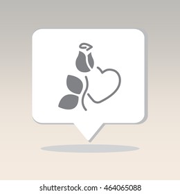 Web line icon. Rose and heart. Valentine's Day.