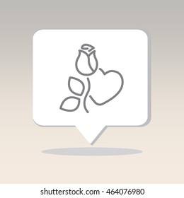 Web line icon. Rose and heart. Valentine's Day.