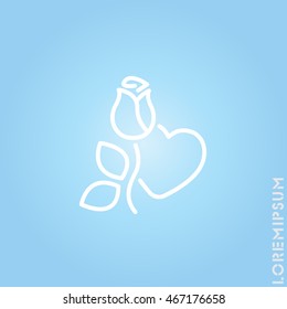 Web line icon. Rose and heart. Valentine's Day.