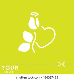 Web line icon. Rose and heart. Valentine's Day.