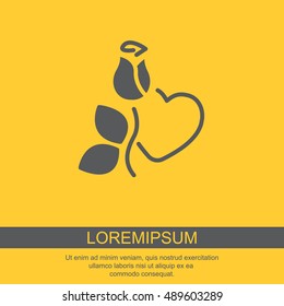 Web line icon. Rose and heart. Valentine's Day.