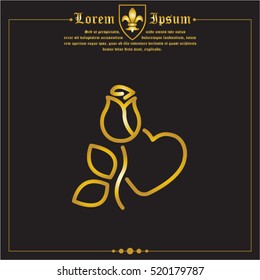 Web line icon. Rose and heart. Valentine's Day.