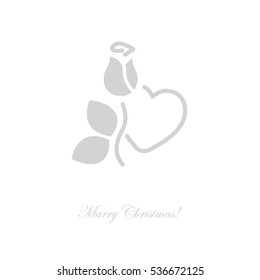 Web line icon. Rose and heart. Valentine's Day.