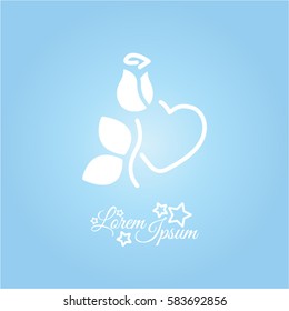 Web line icon. Rose and heart. Valentine's Day.