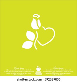 Web line icon. Rose and heart. Valentine's Day.