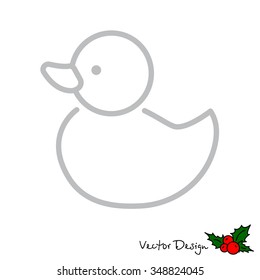 Web line icon. Rubber duck, baby toy