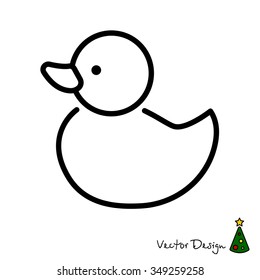 Web line icon. Rubber duck, baby toy