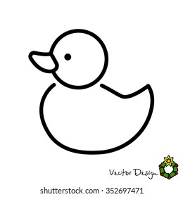 Web line icon. Rubber duck, baby toy