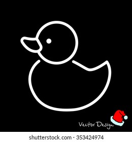 Web line icon. Rubber duck, baby toy