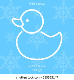 Web line icon. Rubber duck, baby toy