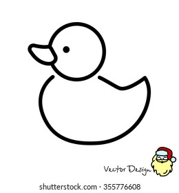 Web line icon. Rubber duck, baby toy