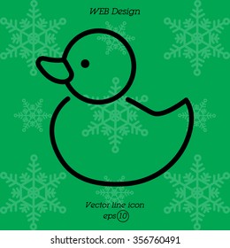 Web line icon. Rubber duck, baby toy
