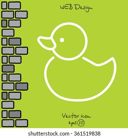 Web line icon. Rubber duck, baby toy
