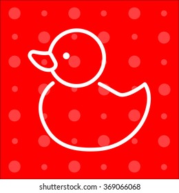 Web line icon. Rubber duck, baby toy