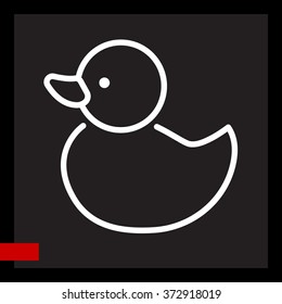 Web line icon. Rubber duck, baby toy