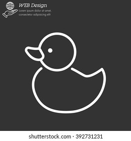 Web line icon. Rubber duck, baby toy