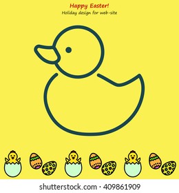 Web line icon. Rubber duck, baby toy