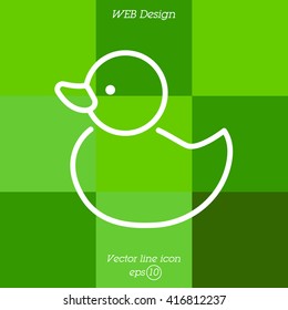 Web line icon. Rubber duck, baby toy