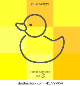 Web line icon. Rubber duck, baby toy