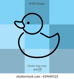 Web line icon. Rubber duck, baby toy